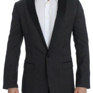 Dolce & Gabbana Elegant Black Polka Dotted Slim Fit Blazer