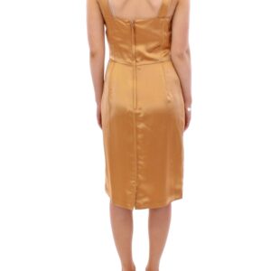 Dolce & Gabbana Elegant Bronze Silk Knee-Length Sheath Dress