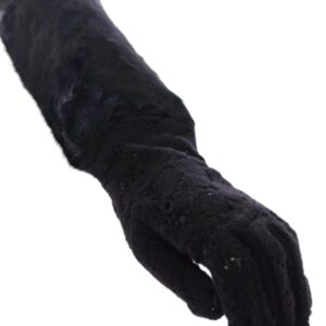 Dolce & Gabbana Black Wool Lace & Lamb Fur Elbow Gloves