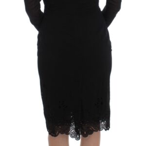 Dolce & Gabbana Elegant Black Floral Lace Sheath Dress