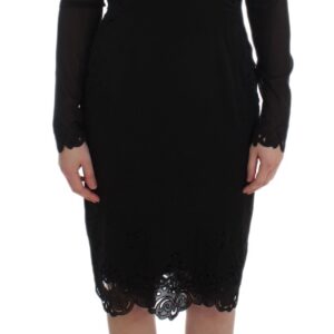 Dolce & Gabbana Elegant Black Floral Lace Sheath Dress