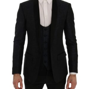 Dolce & Gabbana Elegant Blue & Black Slim Fit Suit Ensemble