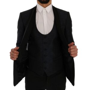 Dolce & Gabbana Elegant Blue & Black Slim Fit Suit Ensemble