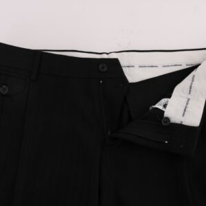 Dolce & Gabbana Elegant Black Striped Straight Fit Dress Pants