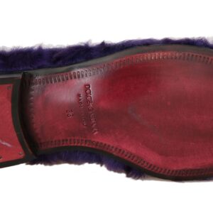 Dolce & Gabbana Plush Purple Sheep Fur Loafers