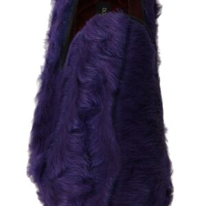 Dolce & Gabbana Plush Purple Sheep Fur Loafers