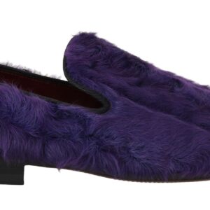 Dolce & Gabbana Plush Purple Sheep Fur Loafers