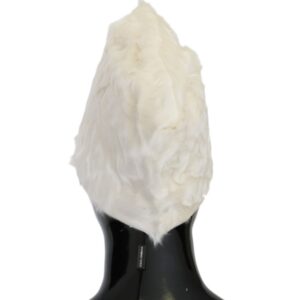 Dolce & Gabbana Elegant White Fur Beanie Luxury Winter Hat