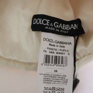 Dolce & Gabbana Elegant White Fur Beanie Luxury Winter Hat