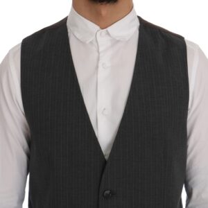 Dolce & Gabbana Elegant Striped Gray Waistcoat Vest