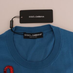 Dolce & Gabbana Blue Silk Sequined Capri Pullover Sweater