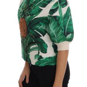 Dolce & Gabbana Tropical Sequined Sweater – Lush Greenery Edition