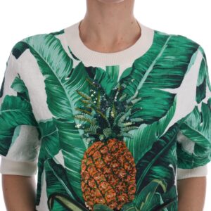 Dolce & Gabbana Tropical Sequined Sweater – Lush Greenery Edition