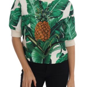 Dolce & Gabbana Tropical Sequined Sweater – Lush Greenery Edition