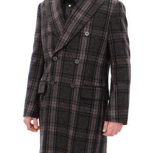 Dolce & Gabbana Sicilia Checkered Wool Blend Coat