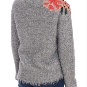 Dolce & Gabbana Elegant Silver Floral Applique Cardigan