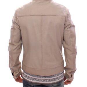 Dolce & Gabbana Elegant Beige Leather Lambskin Jacket