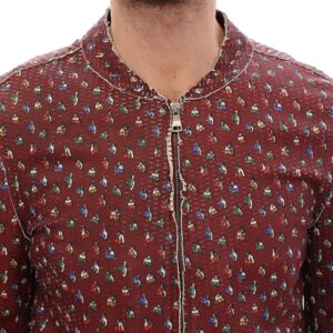 Dolce & Gabbana Exclusive Boxer Print Bordeaux Leather Jacket