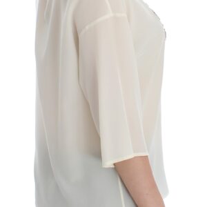 Dolce & Gabbana Ivory Sequined Silk Blouse Top