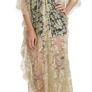 Dolce & Gabbana Golden Floral Lace Kaftan Sundress