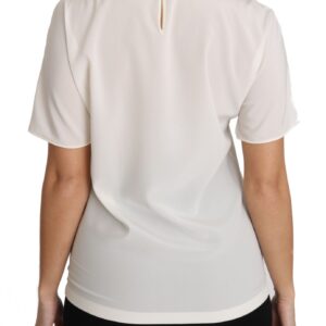 Dolce & Gabbana Elegant Silk Crewneck Blouse with Applique