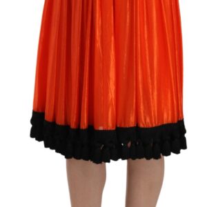 Dolce & Gabbana High-Waist Black & Orange Knee-Length Skirt