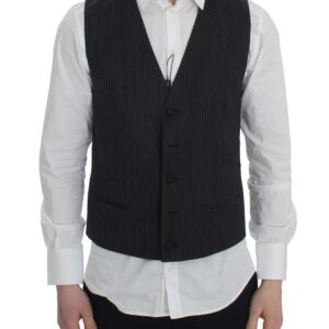 Dolce & Gabbana Elegant Gray Striped Wool Vest