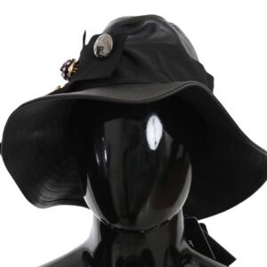 Dolce & Gabbana Elegant Black Leather Cloche Cap