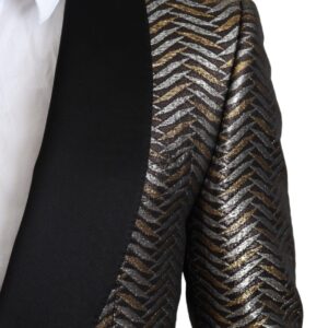 Dolce & Gabbana Elegant Metallic Jacquard Slim Blazer Jacket