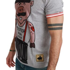 Dolce & Gabbana Chic Gray Cotton T-Shirt with Year of the Pig Motive