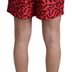 Dolce & Gabbana Radiant Red Drawstring Swim Trunks