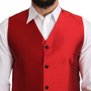 Dolce & Gabbana Ravishing Red Silk Formal Vest