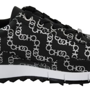 Jimmy Choo Elegant Black & Silver Leather Sneakers