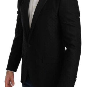 Dolce & Gabbana Elegant Black Polka Dotted Wool Blend Blazer