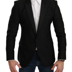 Dolce & Gabbana Elegant Black Polka Dotted Wool Blend Blazer