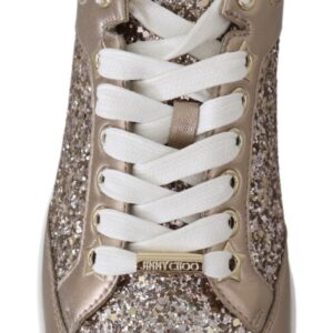 Jimmy Choo Ballet Pink Glitter Leather Sneakers