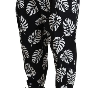 Dolce & Gabbana Elegant Palm Leaf Print Cotton Trousers