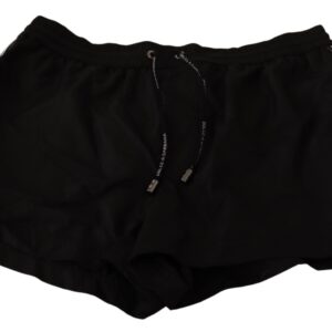 Dolce & Gabbana Elegant Black KING Motive Swim Trunks