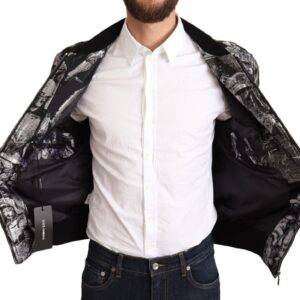 Dolce & Gabbana Elegant Black Bomber Jacket with Silver Details