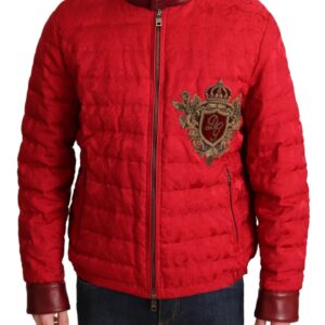 Dolce & Gabbana Red and Gold Bomber Designer Jacket