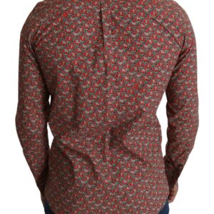 Dolce & Gabbana Elegant Red Martini Fit Cotton Shirt