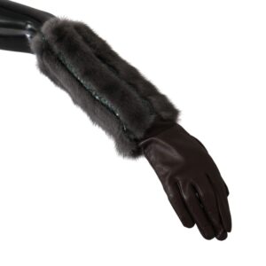 Dolce & Gabbana Elegant Mid-Arm Leather Gloves in Brown