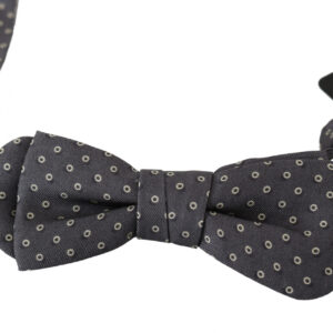 Dolce & Gabbana Elegant Silk Gray Circle Pattern Bow Tie