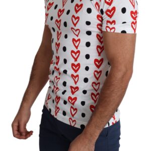 Dolce & Gabbana Chic White Cotton Tee with Heart Print