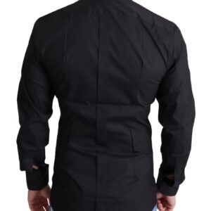 Dolce & Gabbana Elegant Black Gold Slim Fit Dress Shirt