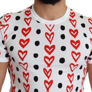 Dolce & Gabbana Chic White Cotton Tee with Heart Print