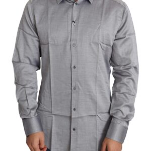 Dolce & Gabbana Elegant Gray Slim Fit Cotton Dress Shirt