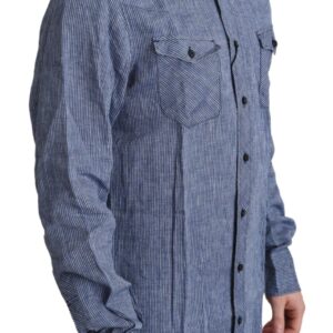 Dolce & Gabbana Elegant Striped Linen Button-Down Shirt