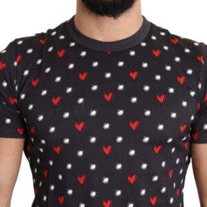 Dolce & Gabbana Chic Gray Cotton T-Shirt with Heart Prints