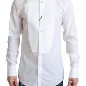 Dolce & Gabbana Elegant White Cotton Bib Dress Shirt